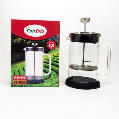 Френч-пресс Con Brio CB-5980 800 мл, Чайник для заваривания трав, Заварник прозрачный