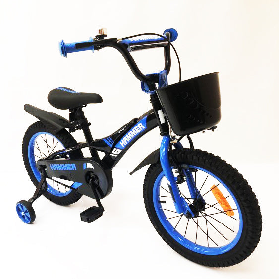 Детский двухколесный велосипед Hammer Smart H2021 20 дюймов с боковыми колесами, корзинкой. Цвет: синий