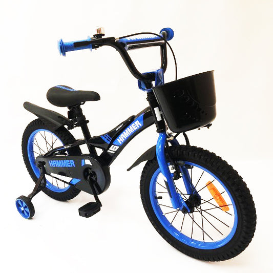 Детский двухколесный велосипед Hammer Smart H2021 20 дюймов с боковыми колесами, корзинкой. Цвет: синий