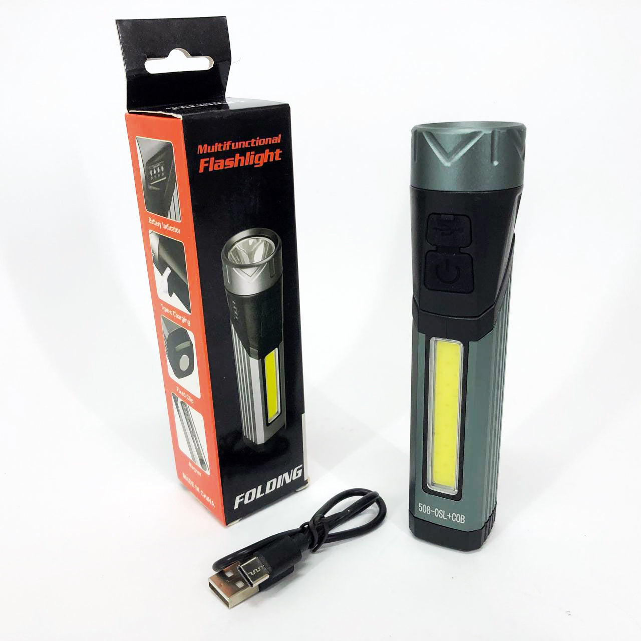 Фонарь карманный поворотный Police 508-OSL+COB, встроенным аккумулятором, магнитом и 7 режимами