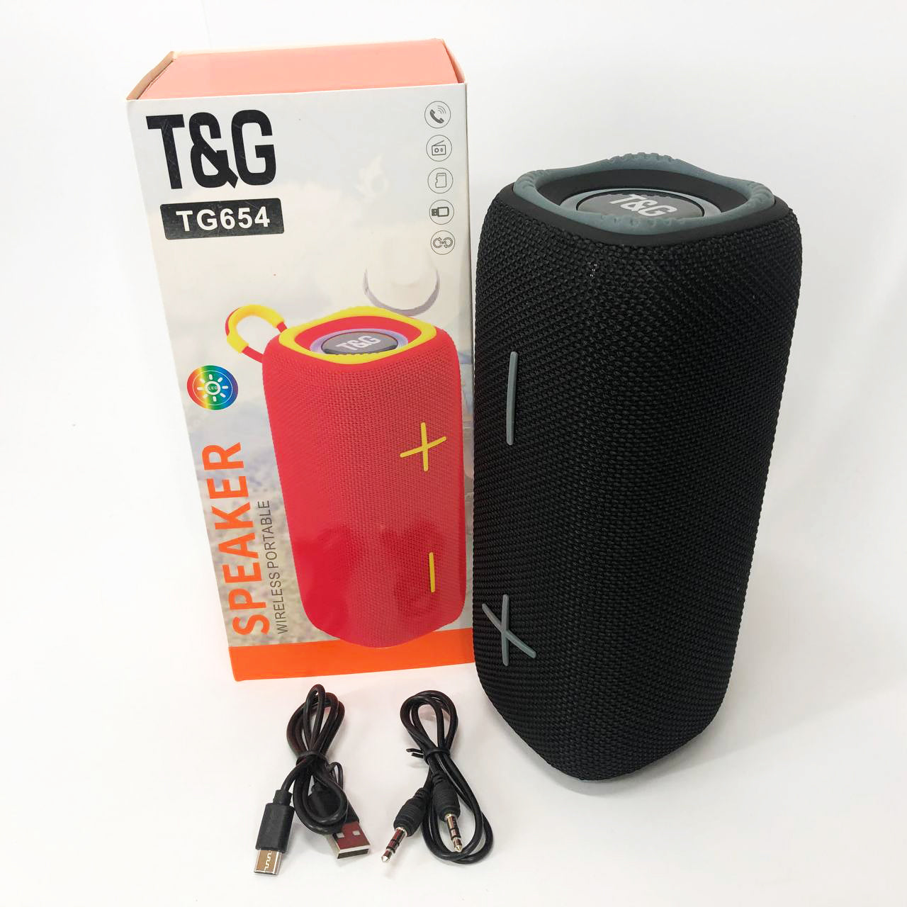 Портативная Bluetooth колонка TG654 8W с подсветкой, аккумуляторная колонка для музыки. Цвет: черный