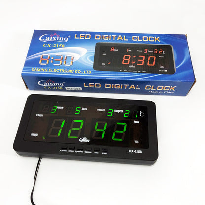 Часы настольные Caixing CX-2158 с зеленой подсветкой, Электронные настольные часы digital светящиеся