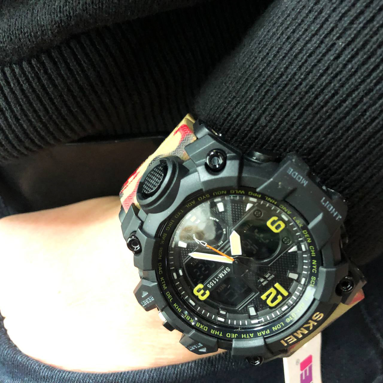 Часы наручные мужские SKMEI 1155BAG RED CAMO, брендовые мужские часы. Цвет: красный камуфляж