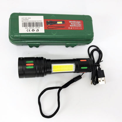 Фонарик 623-TG+COB, Переносной ручной мощный фонарь, Портативный светодиодный фонарь с зарядкой