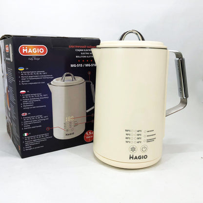 Электрочайник Magio MG-516, 1.5 л, 1500 Вт, с двойными стенками