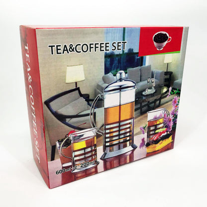 Пресс заварник из жаропрочного боросиликатного стекла UNIQUE UN-1155 0.6 л + 2 чашки Френч-пресс для кофе