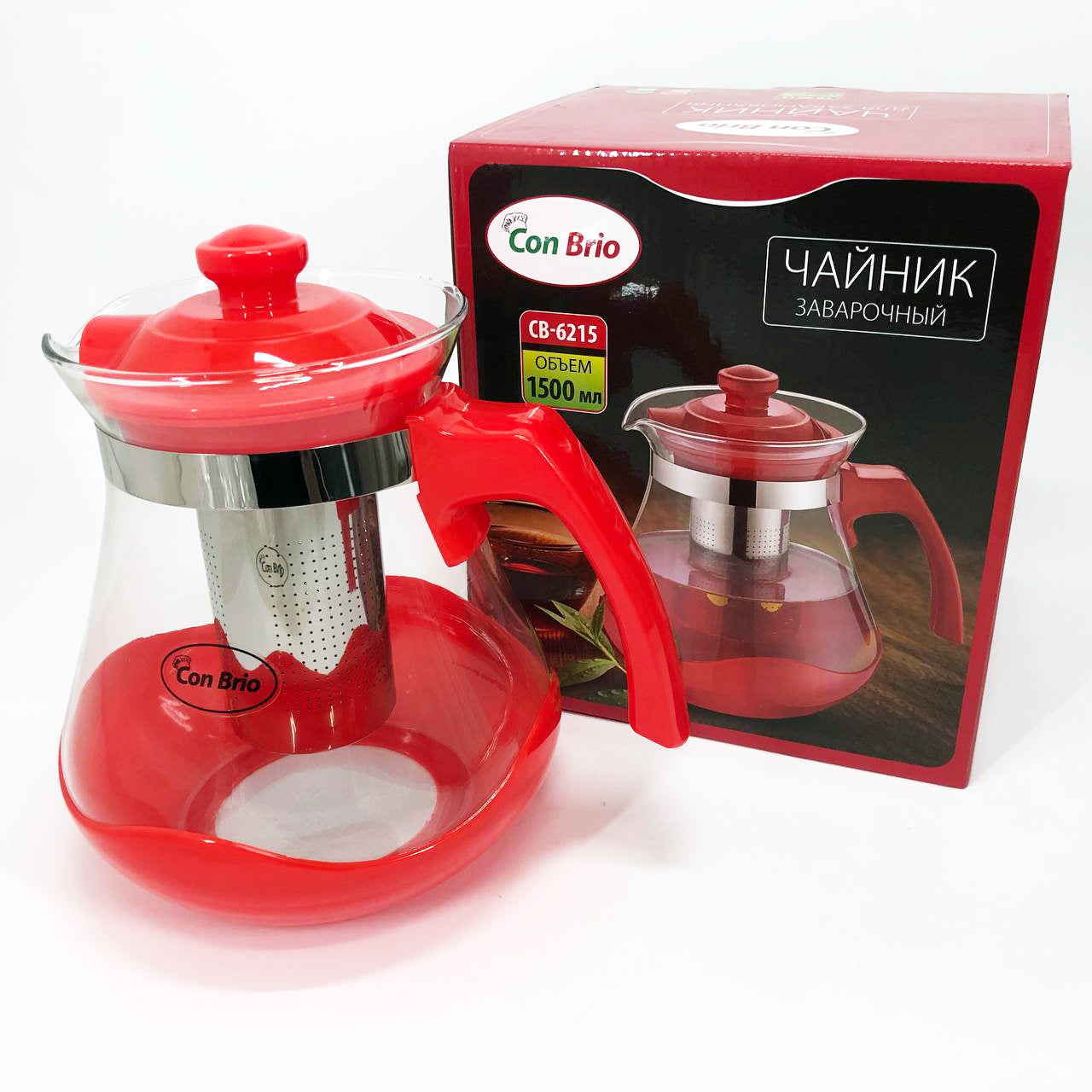 Чайник заварочный Con Brio Green CB-6215 1,5 л, Чайник заварочный качественный на кухню. Цвет: красный