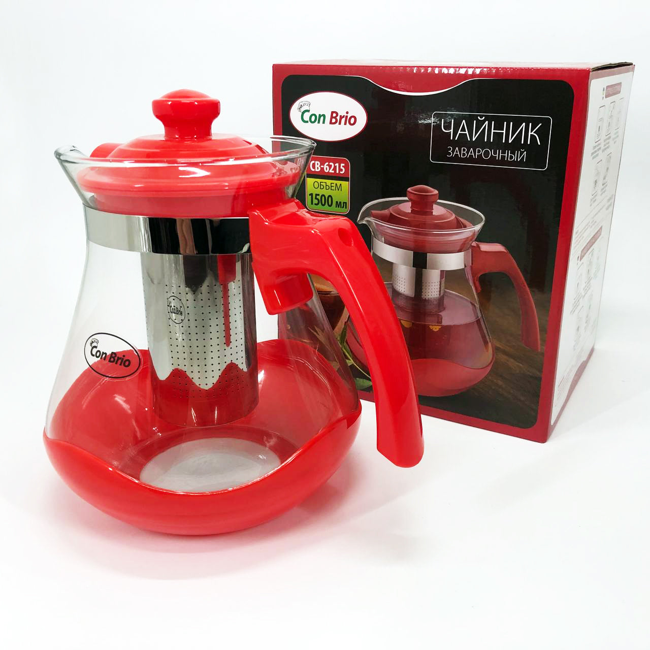 Чайник заварочный Con Brio Green CB-6215 1,5 л, Чайник заварочный качественный на кухню. Цвет: красный