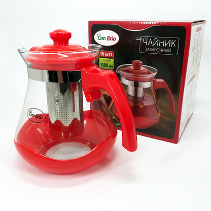 Чайник заварочный Con Brio Green CB-6215 1,5 л, Чайник заварочный качественный на кухню. Цвет: красный