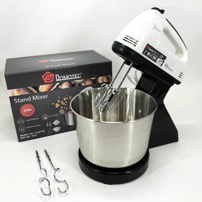 Миксер стационарный с металлической чашей Domotec R6637W Кухонный электрический на 250 Вт 7 скоростей
