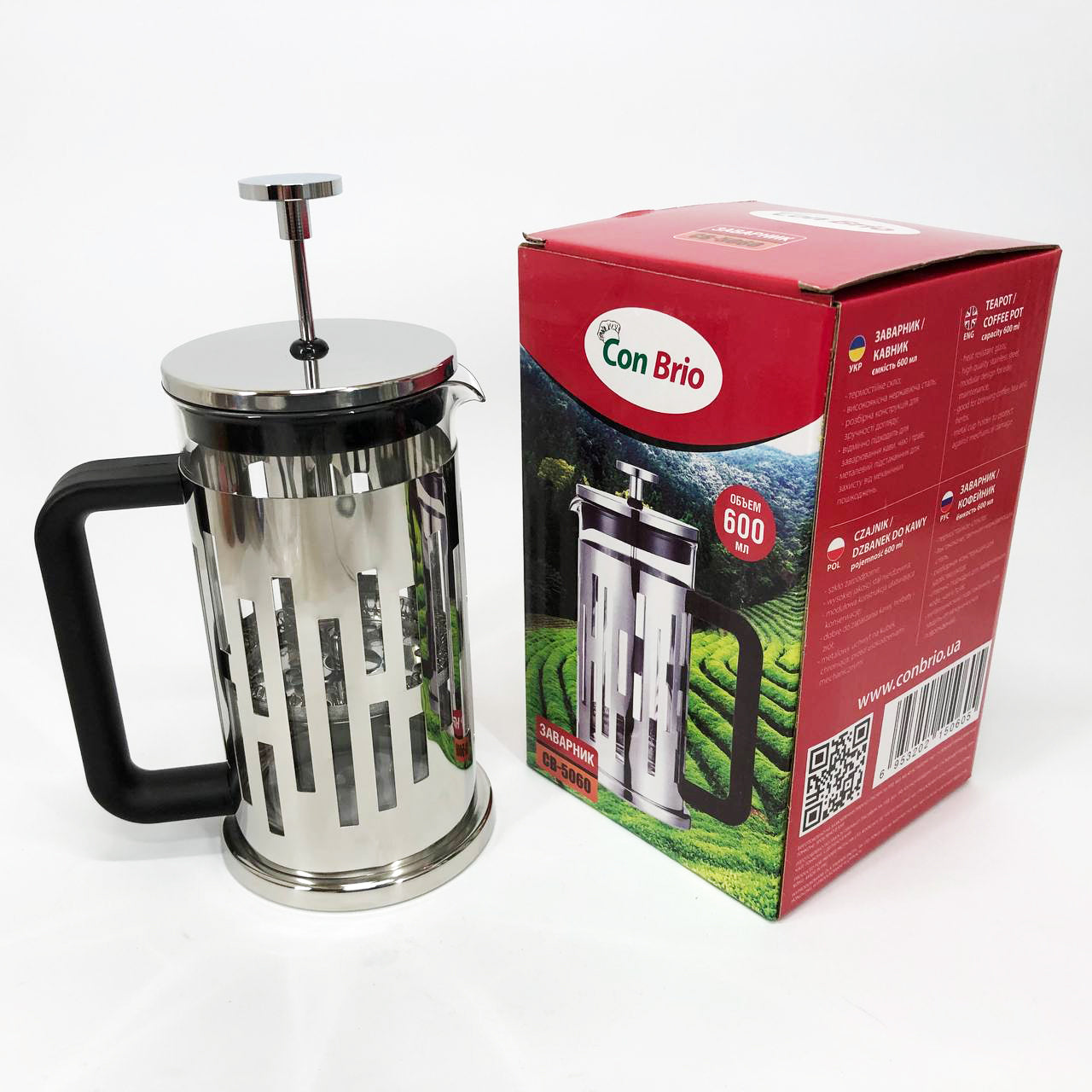 Заварник Con Brio CB-5060 Френч-пресс 600 мл,  Чайник самовар стеклянный, Заварники для чая и кофе