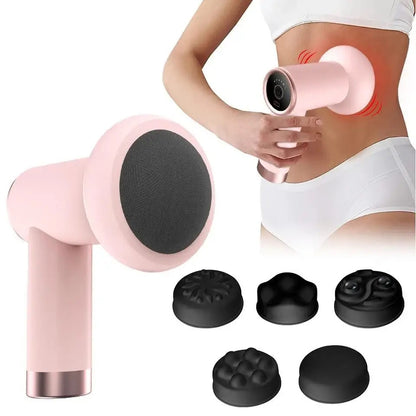 Массажер антицеллюлитный для тела рук и ног 4 насадки 6 скоростей Deep Rolling Massager. Цвет: розовый