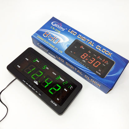 Часы настольные Caixing CX-2158 с зеленой подсветкой, Электронные настольные часы digital светящиеся