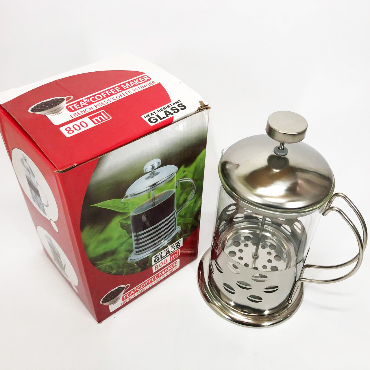 Заварник френч-пресс Unique UN-1153 0.8 л, Стильный стеклянный заварочный чайник, Заварник для трав