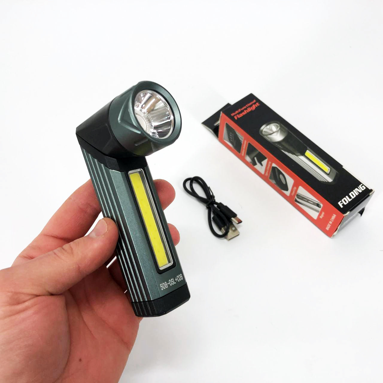 Фонарь карманный поворотный Police 508-OSL+COB, встроенным аккумулятором, магнитом и 7 режимами