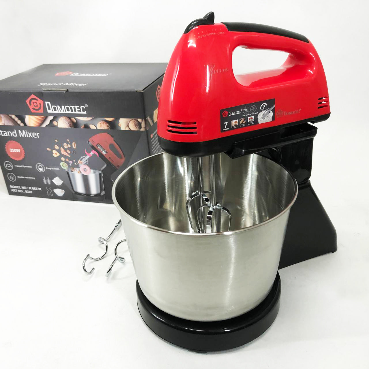 Миксер ручной с чашей Domotec R6637R 2 литра 250 W, Миксер стационарный с чашей из нержавейки