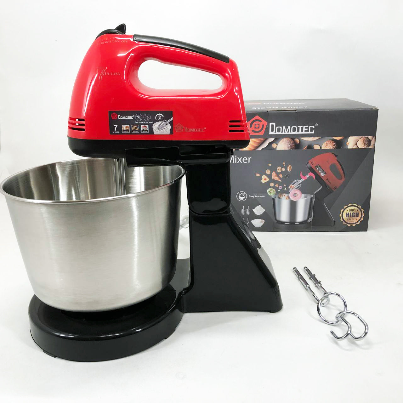 Миксер ручной с чашей Domotec R6637R 2 литра 250 W, Миксер стационарный с чашей из нержавейки