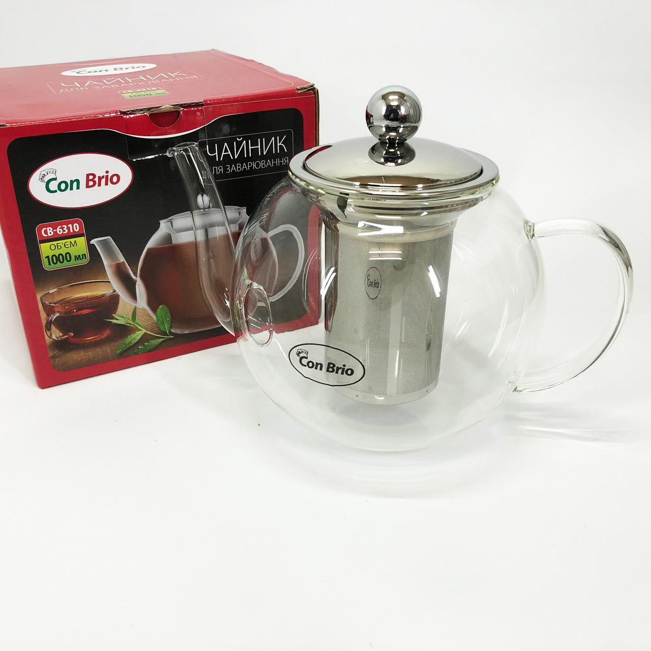 Заварочный чайник Con Brio 1 л CB-6310, Чайник самовар стеклянный, Эксклюзивные заварочные чайники