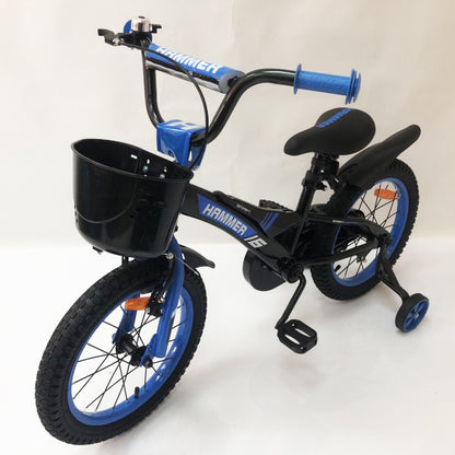 Детский двухколесный велосипед Hammer Smart H2021 20 дюймов с боковыми колесами, корзинкой. Цвет: синий