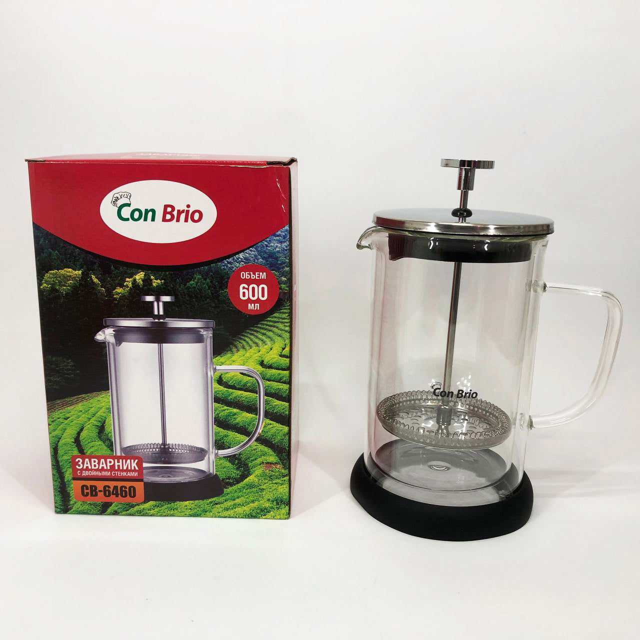 Френч-пресс с двойными стенками Con Brio CB-6460 600 мл, Френч-пресс для крепкого кофе китайский заварник