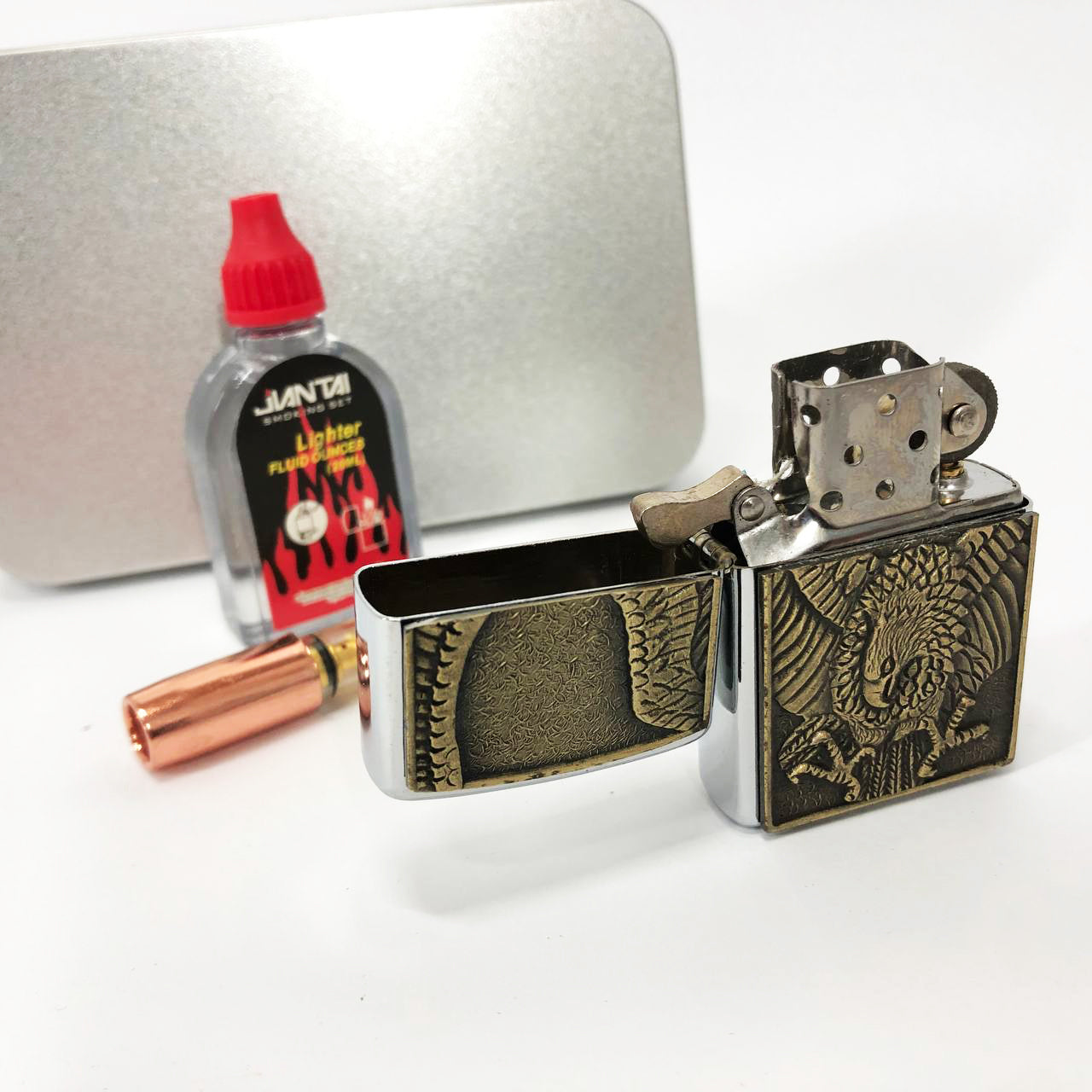 Зажигалка бензиновая в подарочной коробке N13, подарочные прикольные зажигалки, подарок зажигалка парню
