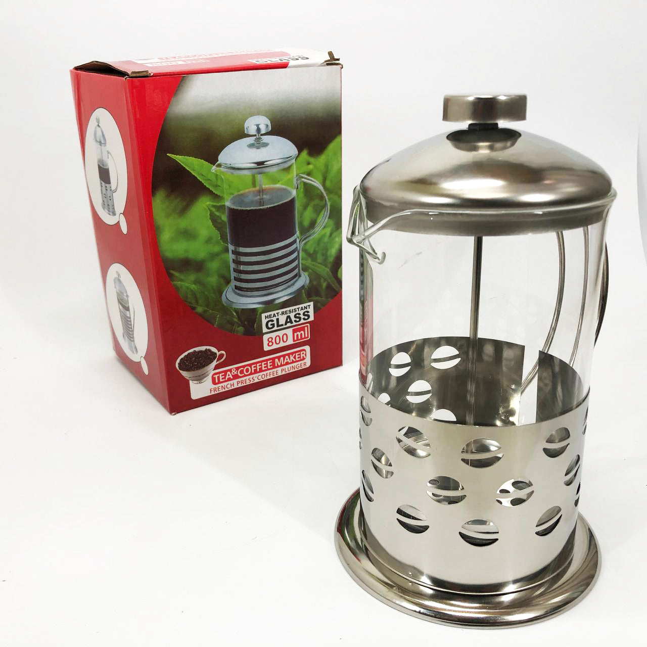 Заварник френч-пресс Unique UN-1153 0.8 л, Стильный стеклянный заварочный чайник, Заварник для трав