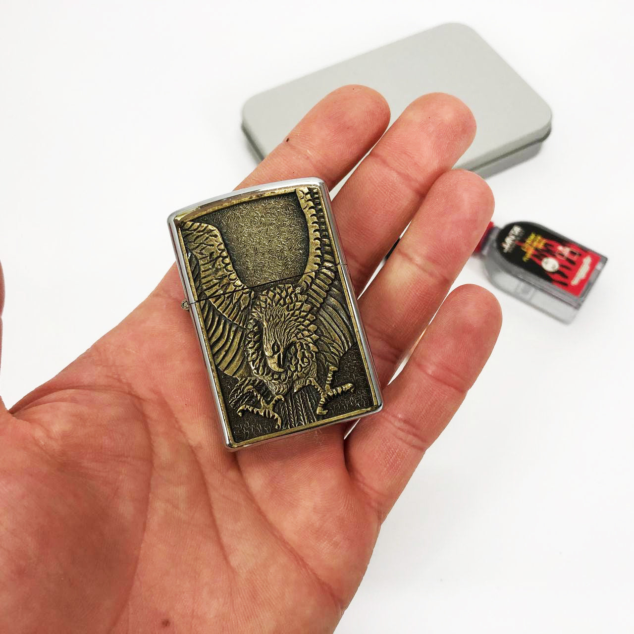 Зажигалка бензиновая в подарочной коробке N13, подарочные прикольные зажигалки, подарок зажигалка парню