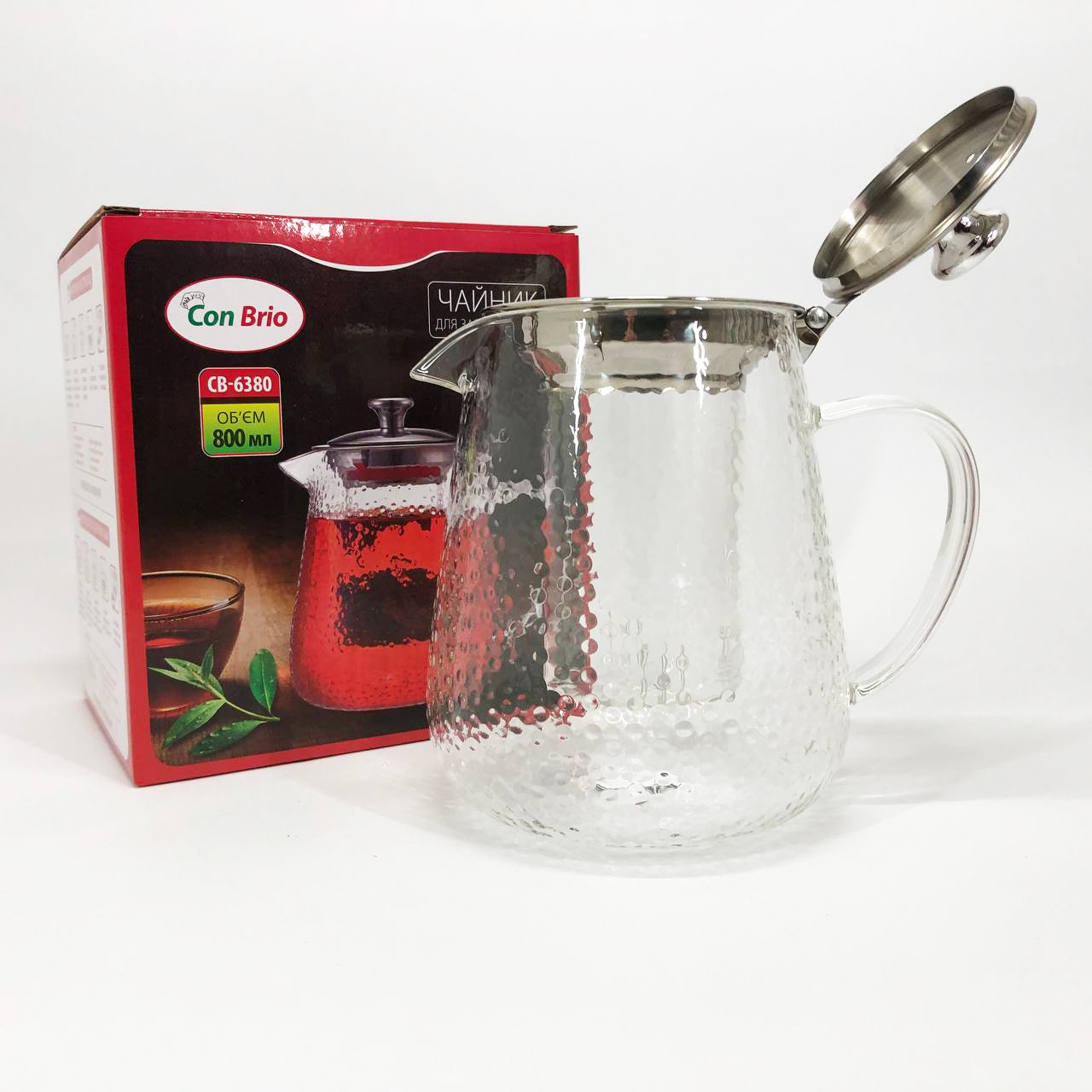 Чайник заварочный заварник для чая Con Brio CB-6380 800 мл, Стильный стеклянный заварочный чайник