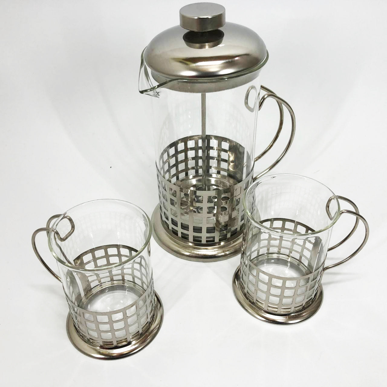 Пресс заварник из жаропрочного боросиликатного стекла UNIQUE UN-1155 0.6 л + 2 чашки Френч-пресс для кофе