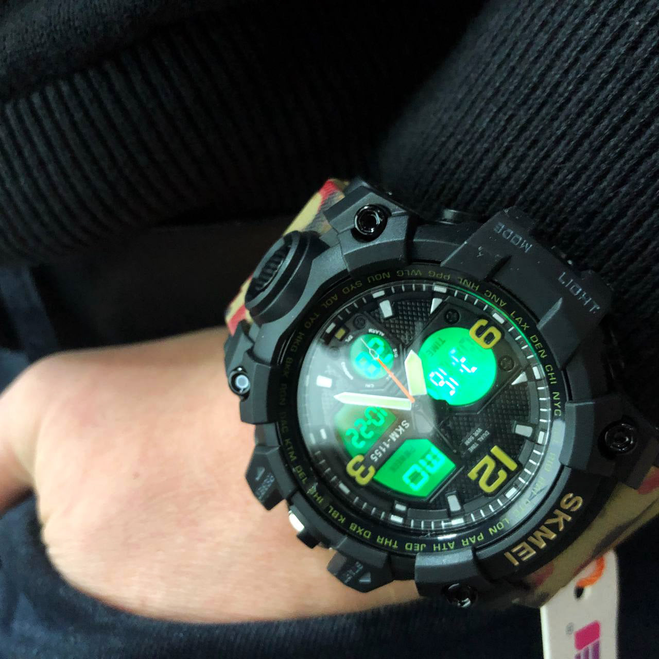 Часы наручные мужские SKMEI 1155BAG RED CAMO, брендовые мужские часы. Цвет: красный камуфляж