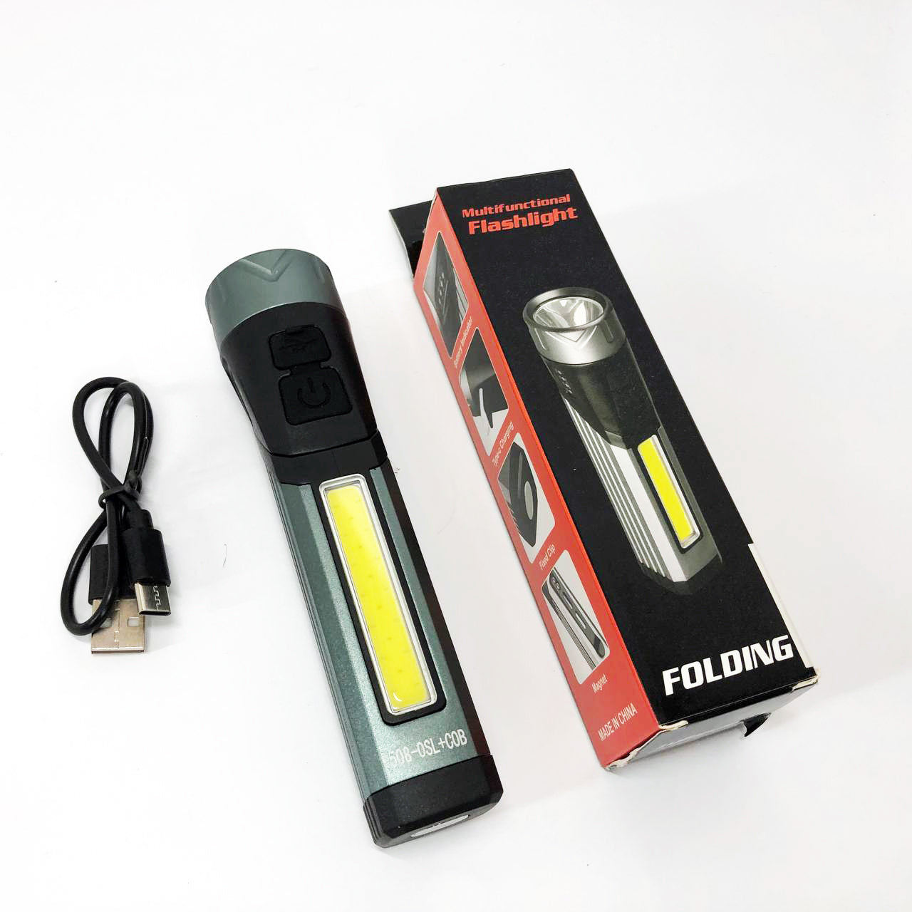 Фонарь карманный поворотный Police 508-OSL+COB, встроенным аккумулятором, магнитом и 7 режимами