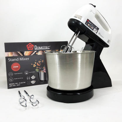 Миксер стационарный с металлической чашей Domotec R6637W Кухонный электрический на 250 Вт 7 скоростей