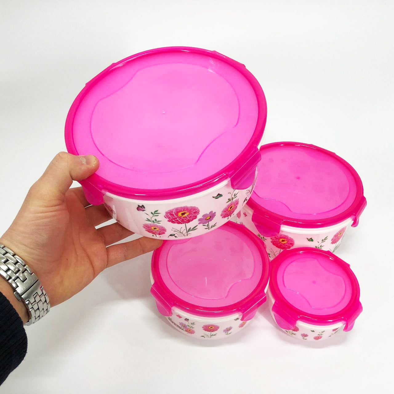 Набор пластиковых судков UNIQUE UN-1512. Цвет: розовый