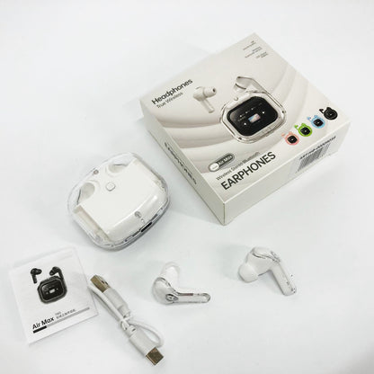 Беспроводные вакуумные наушники TWS с LED дисплеем, влагозащита IPx4 Bluetooth 5.4 с кейсом. Цвет: белый