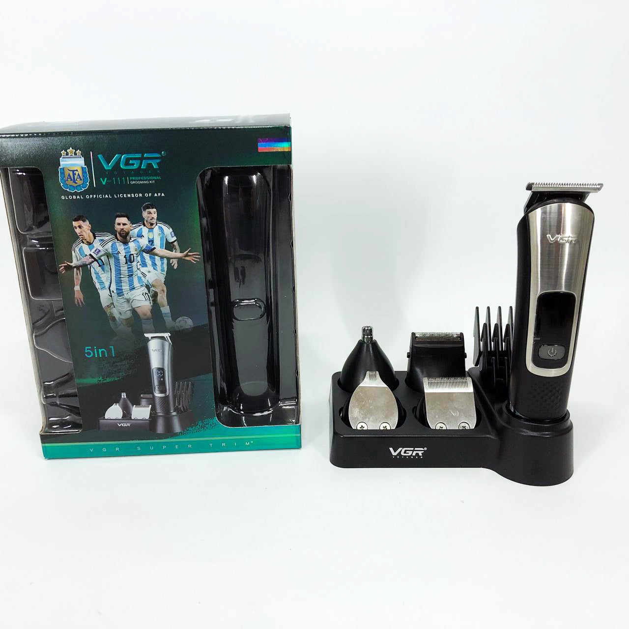 Набор для стрижки VGR 5 в 1 V-111, 9 насадок, Аккумуляторный универсальный триммер для стрижки
