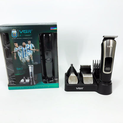 Набор для стрижки VGR 5 в 1 V-111, 9 насадок, Аккумуляторный универсальный триммер для стрижки