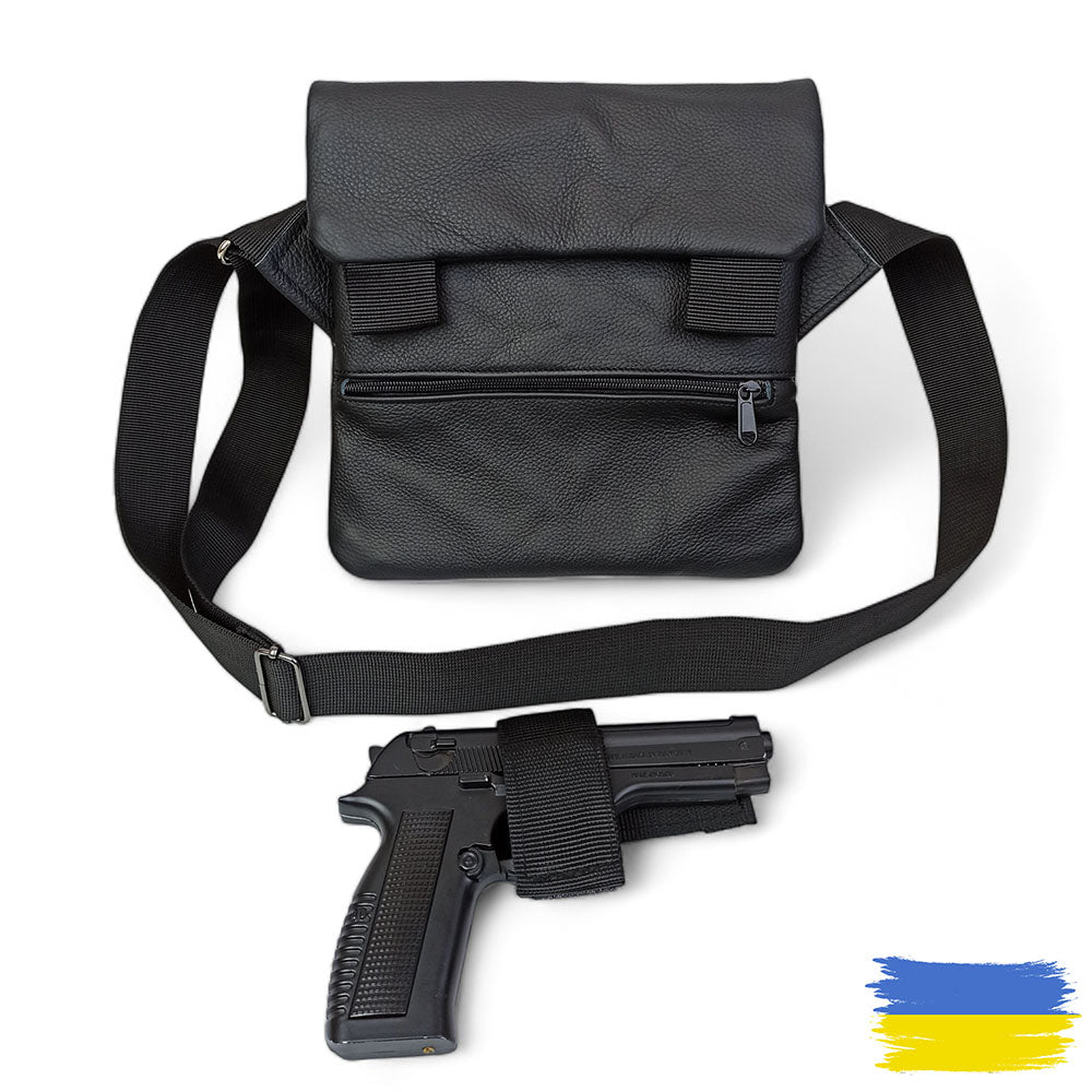 Набор 2В1. Кожаная сумка с кобурой + фонарик профессиональный POLICE BL-X71-P50