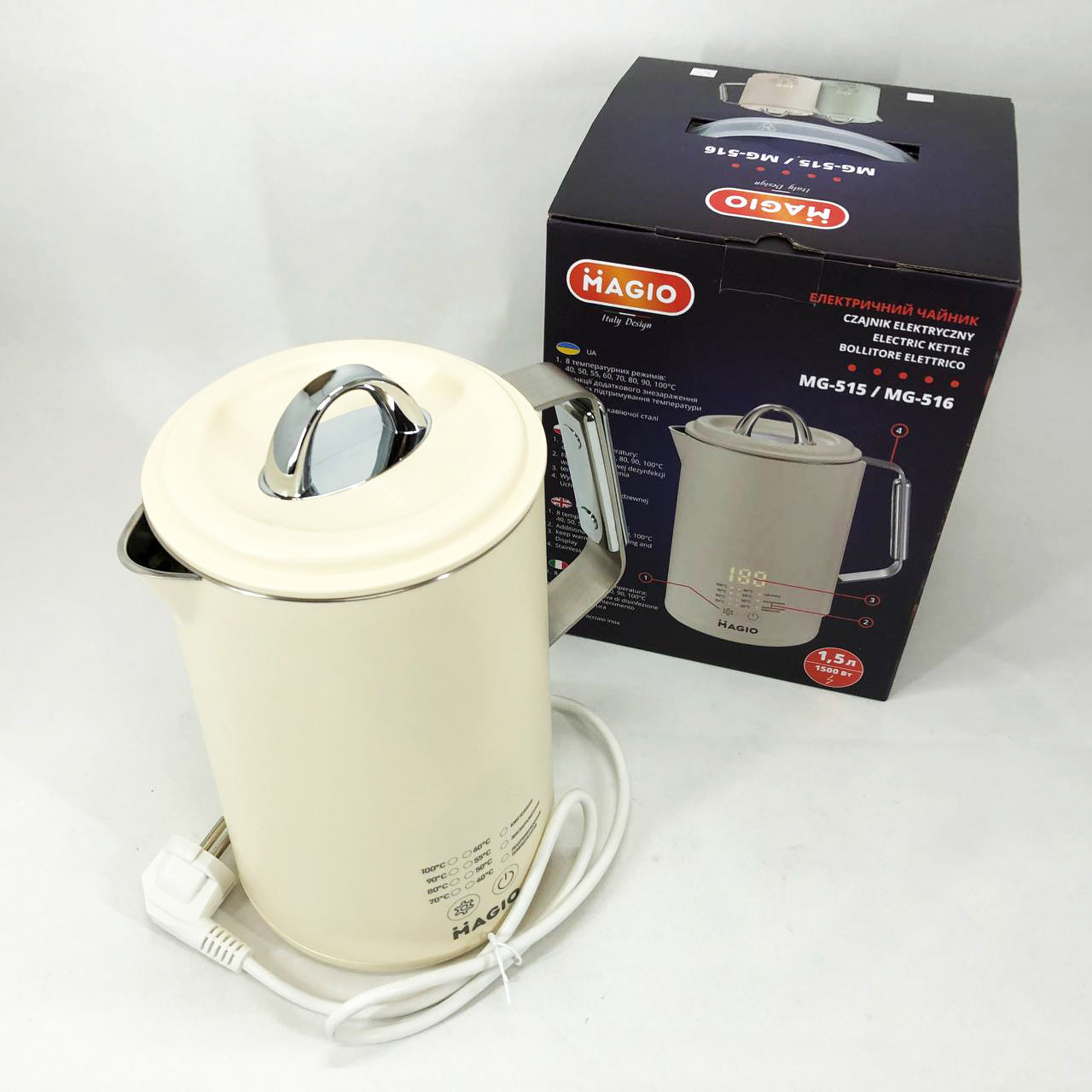 Электрочайник Magio MG-516, 1.5 л, 1500 Вт, с двойными стенками