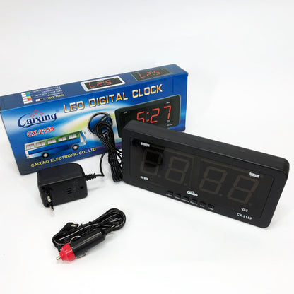 Часы электронные Caixing CX 2159 12В 220В Настольные Настенные Будильник Черный корпус Зеленые цифры