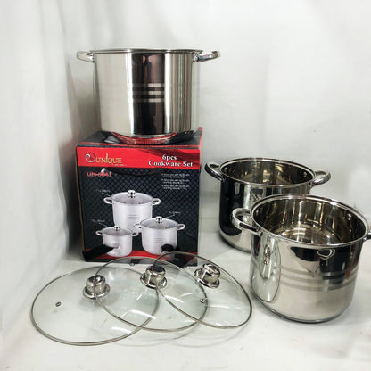 Набор больших кастрюль Unique UN-5041 из нержавеющей стали 5-ти слойным дном с крышками