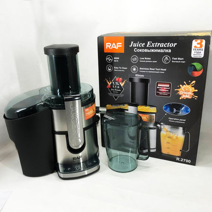Электрическая соковыжималка RAF R.2700 для цитрусовых, фруктов и овощей с емкостью для сока 1.1 л 800 Вт