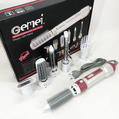 Фен для волос стайлер с насадками Gemei GM-4836 7 в 1, Фен-стайлер с различными насадками
