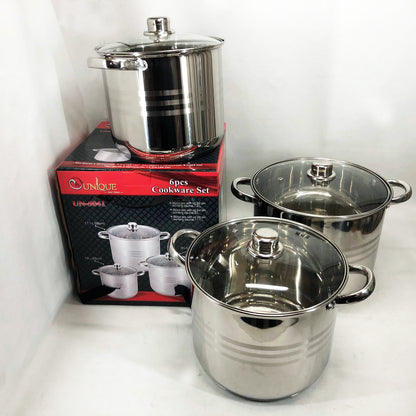 Набор больших кастрюль Unique UN-5041 из нержавеющей стали 5-ти слойным дном с крышками