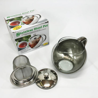 Стеклянный заварник с сетчатым фильтром UNIQUE UN-1162 0.75 л Удобный заварочный чайник из стекла с ситом