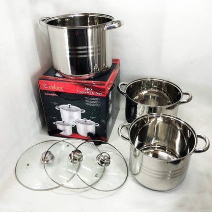 Набор больших кастрюль Unique UN-5041 из нержавеющей стали 5-ти слойным дном с крышками