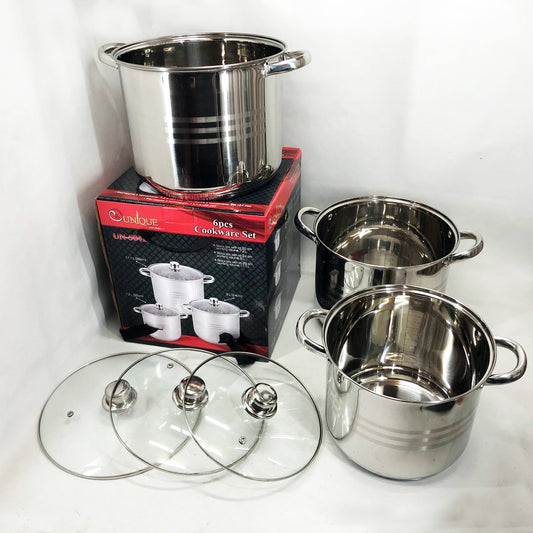 Набор больших кастрюль Unique UN-5041 из нержавеющей стали 5-ти слойным дном с крышками