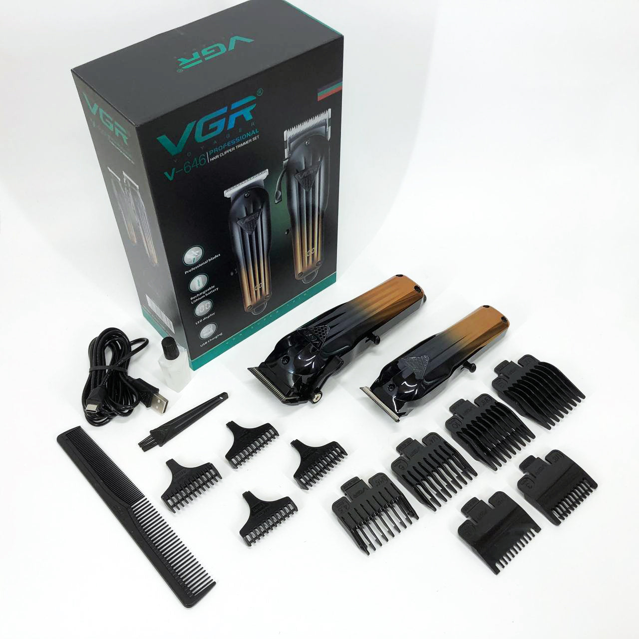 Комплект VGR 2 в 1 V-646 аккумуляторная машинка для стрижки и триммер