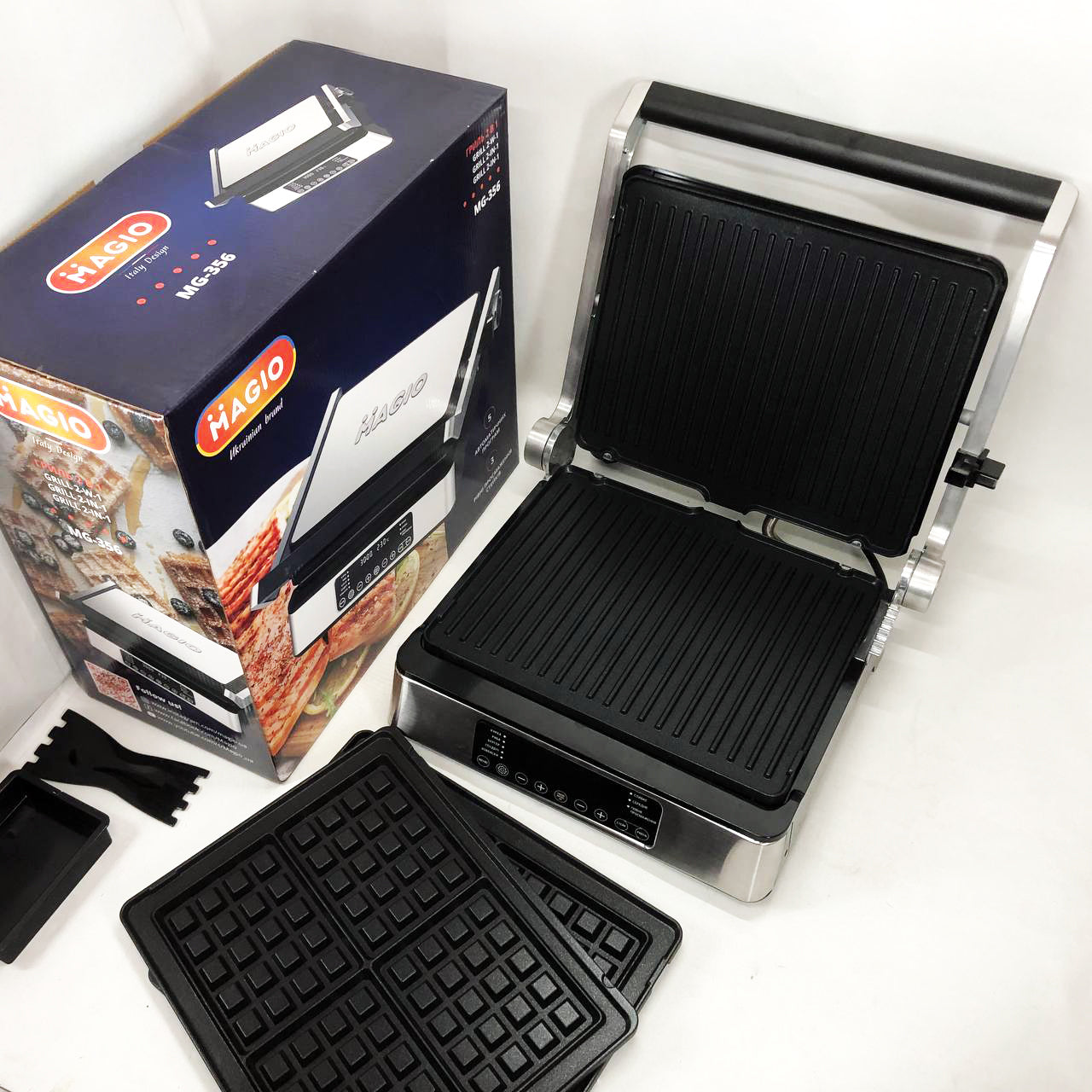 Гриль-барбекю электрический Magio MG-356, Настольный гриль для гамбургеров Прижимная электробутербродница