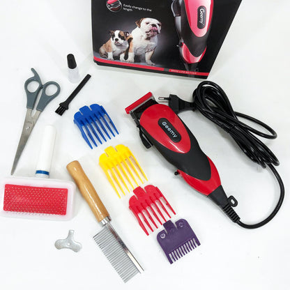 Машинка Gemei GM-1023 для стрижки животных с 4 насадками для любого типа шерсти + ножницы и расческа-гребешок