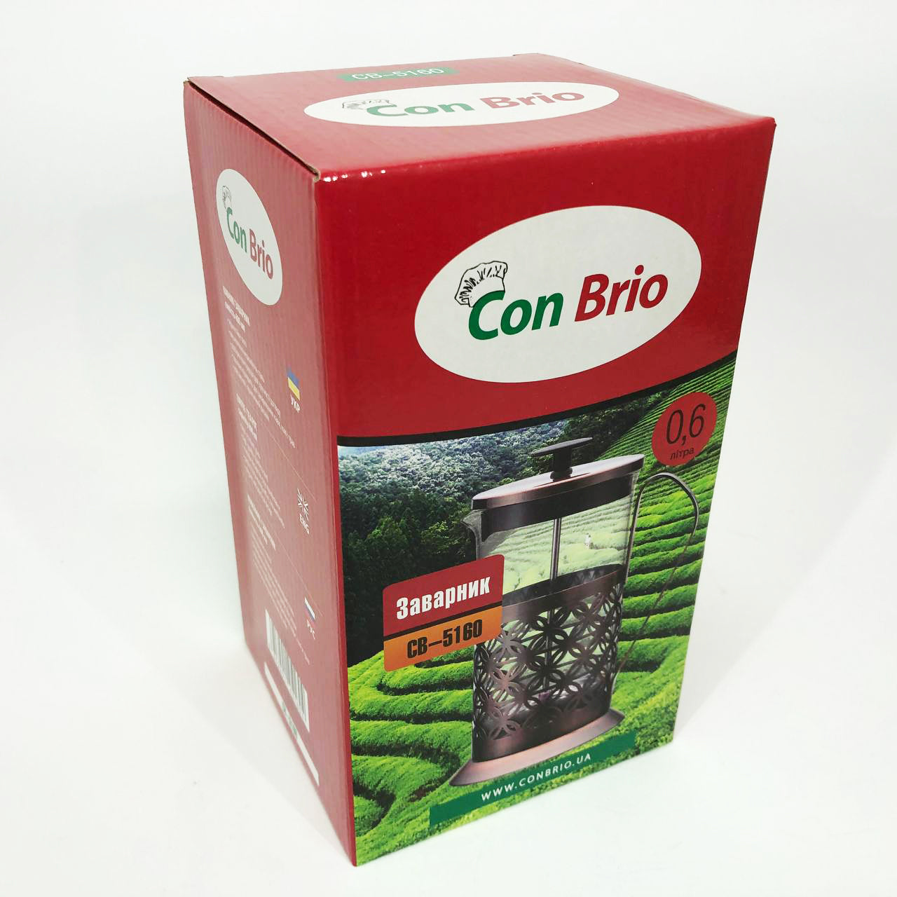 Френч-пресс Заварник для чая Con Brio CB-5160 600мл, Чайник самовар стеклянный, Чайники для заварки